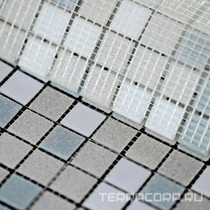 Мозаика Bonaparte Мозаика стеклянная Aqua 400  (на бумаге) (20x20x4) 32,7x32,7 Комбинированный 