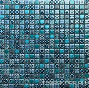 Мозаика Bonaparte Мозаика стеклянная Xindi Blue (15x15x6) 30x30 Комбинированный 