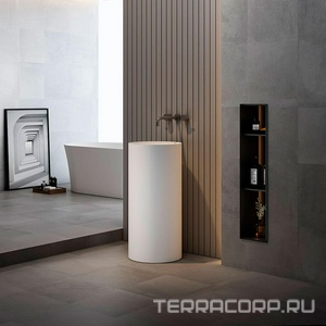 Раковина напольная 400х400х850мм, без отверстия для смесителя, без перелива, (иск.камень Solid Surface цв.белый мат), Vincea ZZ Vincea Раковины VBS-6SP01MW