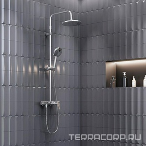 Душевая система  со смесителем и полкой, верхний душ 230 мм, ручной душ 120 мм, цвет хром Damixa Jupiter 977780000