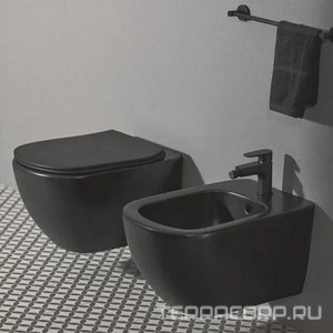 Унитаз подвесной 360х535мм, безободковый Aquablade, без сиденья, крепёж в компл., (цв.черный матовый),  Ideal Standard Tesi T0079V3