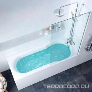 Шторка неподвижная на борт ванной  80*140 см, стекло прозрачное, пофиль хром, ZZ AMPM Gem W90BS-080-140CT