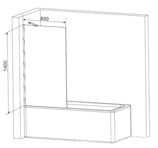 Шторка неподвижная на борт ванной  80*140 см, стекло прозрачное, пофиль хром, ZZ AMPM Gem W90BS-080-140CT