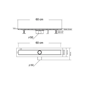 Душевой лоток 600 мм, пропускн.спос-ть 48 л/мин, с перфорир. решеткой, (цв.черный матовый),  ZZ Vincea Say Optima SAY.601.60.B.M.S.PITI