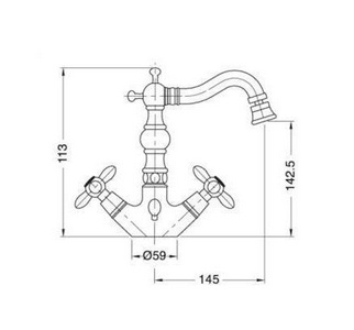 Смеситель для биде, с д/к, (цв. золото)  ZZ Gaia Avebury RB 8044 OR