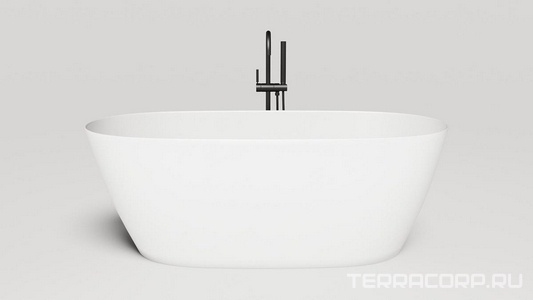 Ванна 1650х750хh600мм, отдельностоящая, литой камень S-Sense, глянец, БЕЗ ОТВЕРСТИЯ ПЕРЕЛИВА, нажимной слив камень в цвет ванны,  ZZ Salini Sofia Light 103611G