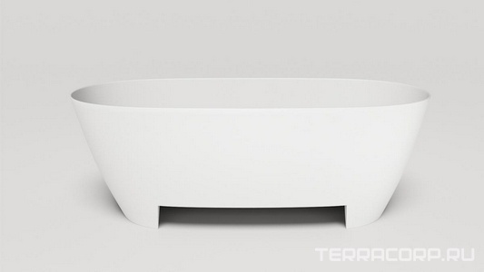 Ванна 1650х750хh600мм, отдельностоящая, литой камень S-Sense, глянец, БЕЗ ОТВЕРСТИЯ ПЕРЕЛИВА, нажимной слив камень в цвет ванны,  ZZ Salini Sofia Light 103611G