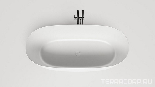 Ванна 1650х750хh600мм, отдельностоящая, литой камень S-Sense, глянец, БЕЗ ОТВЕРСТИЯ ПЕРЕЛИВА, нажимной слив камень в цвет ванны,  ZZ Salini Sofia Light 103611G