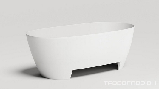 Ванна 1650х750хh600мм, отдельностоящая, литой камень S-Sense, глянец, БЕЗ ОТВЕРСТИЯ ПЕРЕЛИВА, нажимной слив камень в цвет ванны,  ZZ Salini Sofia Light 103611G