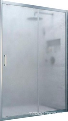 Дверь в нишу, 170x190 см, двухстворчатая раздвижная, профиль матовый хром, стекло сатин с покрытием BriteGuard, ZZ
