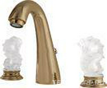 Смеситель для раковины на 3 отв., с д/к, (цв. бронза, ручки муранское стекло ручной работы),  ZZ Oasis Seahorse 000RBSHBR