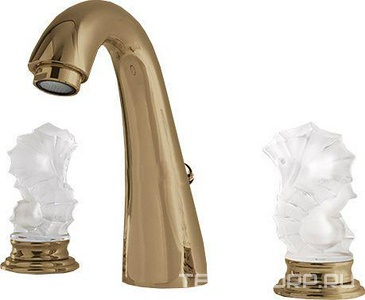 Смеситель для раковины на 3 отв., с д/к, (цв. бронза, ручки муранское стекло ручной работы),  ZZ Oasis Seahorse 000RBSHBR