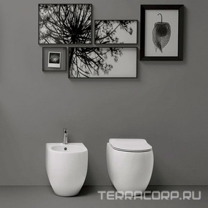 Унитаз напольный, пристенный 360х520мм, безободковый, БЕЗ сиденья, крепеж в компл.,  ZZ Kerasan Flo 311201