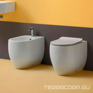 Унитаз напольный, пристенный 360х520мм, безободковый, БЕЗ сиденья, крепеж в компл.,  ZZ Kerasan Flo 311201