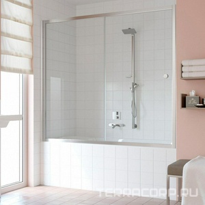 Шторка на ванну , 170x140 см, раздвижная, профиль гл. хром, стекло прозрачное ZZ Vegas Glass ZV ZV 0170 08 01