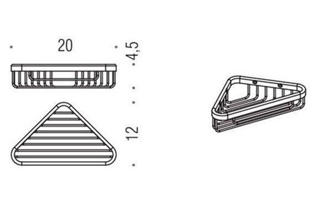 Полочка-решетка угловая 20хh4.5см (цв.хром),  ZZ Colombo Basic B2732
