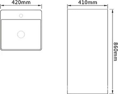 Раковина прямоугольная напольная 42x41х84 см, слив-перелив в комплекте, цв. белый ZZ SantiLine SantiLine SL-4005
