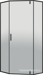Душевой уголок 900х900хh2000мм, 5-ти угольн, распаш.дверь правая/левая, с 2 неподвижн. сегмент, (стекло прозр.6мм, фурнит. цв.черный мат.), Slim-U ZZ