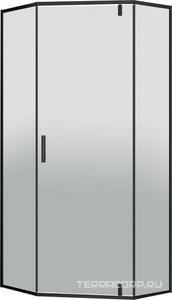 Душевой уголок 900х900хh2000мм, 5-ти угольн, распаш.дверь правая/левая, с 2 неподвижн. сегмент, (стекло прозр.6мм, фурнит. цв.черный мат.),  ZZ Vincea Slim-U VSP-2SU900CLB