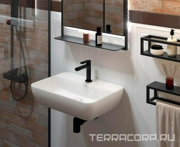 Раковина PLAZA 55 см, подвесная с отверстием под смеситель и с крепежом Kerama Marazzi Plaza PLR.wb.55.02