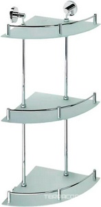 Полка для ванной тройная 270x270xh660мм, (полки стекло мат., / держат.цв. хром), Omega ZZ Bemeta Beta 104202152
