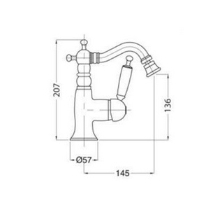 Смеситель для биде, (рычаг сбоку), с д/к, (цв. бронза, ручка цв. белый),  ZZ Gaia Canterbury RB6323 BR