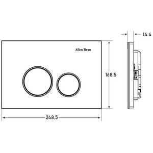 Кнопка двойного смыва, пневм., для инсталляции д/унитаза, (стекло цв.черный, кнопки цв.хром),  2.0 ZZ Allen Brau Priority 9.20005.31