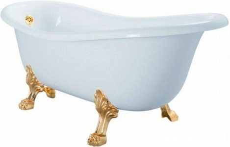 Ванна свободностоящая 185х82хh74cм, на лапах "Leone" , слив-перелив в компл., (искусственный камень цв.белый, фурнитура цв.золото),  Migliore Milady 26240