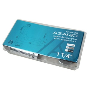 Сифон для раковины 1*1/4, цилиндр, без донного клапана, цв. хром Azario Универсал AZ-108-CHR