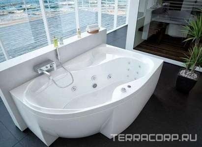 Акриловая ванна Акватек Вега R 170x105x45 см каркас, фронт. экран, слив-перелив, цвет белый ZZ Акватек vega VEG170-0000083