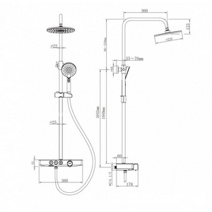 Смеситель для ванны с душем MORANS,  верхний, ручной душ, см-ль, излив, цв черный, ZZ Berges Morans 075002