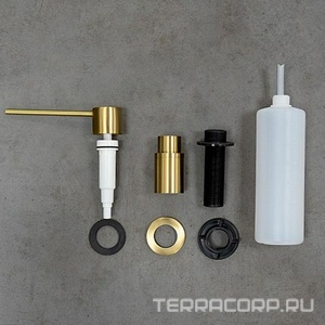 Дозатор для жидкого мыла или иного моющего средства, встраиваемый в столешницу в ванной или на кухне,цв.светлое золото, ZZ Lemark Expert LM8201LGN