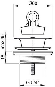 Водослив для раковины, цельнометаллический, с пробкой ZZ AlcaPlast Универсал A439