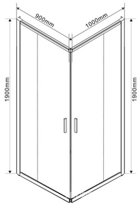 Душевой уголок 1000х1000хh1900мм, квадрат, раздвижн., (стекло тонированное 6мм, фурн.цв.черный мат.),  ZZ Vincea Garda VSS-1G100CGB