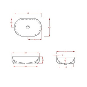 Раковина накладная на столешницу, овальная, 600х400хh150мм, с 1 отв.д/смесит., без перелива, (цв. белый),  ZZ ArtСeram Glo Evolution GIL003 01; 00