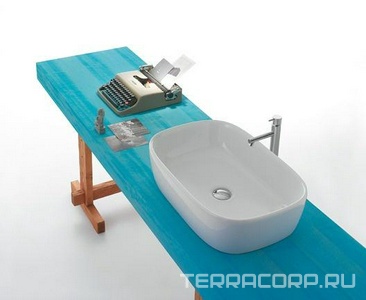 Раковина накладная на столешницу, прямоуг. 550х370хh150мм, без отв.д/смесит., без перелива,  ZZ Globo Genesis GE044.BI