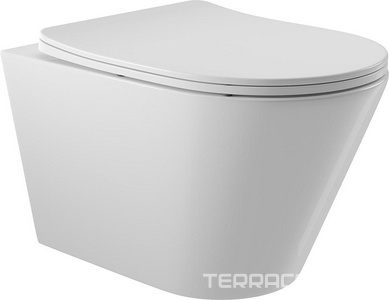 Компл.: унитаз подвесн.,безободк.,525х360мм, цв.белый глянц., сиденье с микролиф,,инстал. д/унитаза, крепёж, клавиша смыва Circulo цв.хром,  ZZ Aqueduto Cone AQDS008