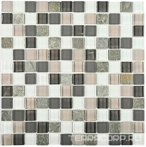 Мозаика Bonaparte Мозаика стеклянная с камнем Style time-23 (23x23x8) 30x30 Комбинированный 