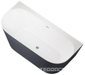 Ванна 1700x780хh600мм, пристенная, интегрирован. слив-перелив, д/к цв.хром в компл., (акрил снаружи цв.черный мат, внутри цв.белый мат), Priority 3 ZZ