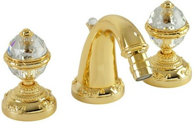 Смеситель для биде на 3 отв., ручки Swarovski, цвет золото ZZ