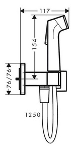 Гигиенический душ со смесителем, БЕЗ скрытой части арт.29235180, (лейка с кнопкой, кронштейн, шланг 125см), (цв.шлиф.бронза), Bidette E 1jet ZZ Hansgrohe Универсал 29233140