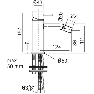 Смеситель для биде, без д/к, (цв.нерж.сталь),  ZZ Cisal Xion XI000564 D1