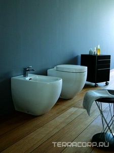 Биде напольное 560х360хh430мм, с 1 отв. д/смес., (крепл. в компл.), с покрытием LCC,  ZZ Laufen Palomba 8.3280.1.400.304.1