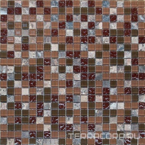 Мозаика Мастера Керамики Glass & Stone Мозаика HK-49 сливовый микс Crystal+Stone ХХ32.7x32.7 n/a 