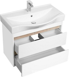 Тумба подвесная 80 см, без раковины Беверли-80, цв.белый/дуб, ZZ