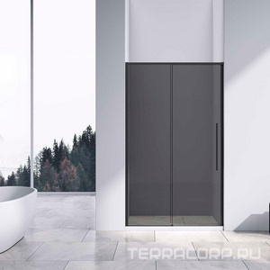 Дверь для душа, в нишу 1300хh1950мм, раздвиж, 1 дверь, 1 неподв.секция, правая/левая, (стекло прозрач.6мм Easy Clean, фурн.цв.черный матов),  ZZ Vincea Slim-N VDS-4SN130CGB