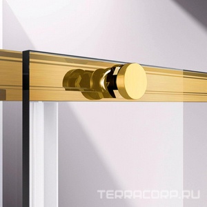 Дверь для душа, в нишу 1300хh1950мм, раздвиж, 1 дверь, 1 неподв.секция, правая/левая, (стекло прозрач.6мм Easy Clean, фурн.цв.браш.золото),  ZZ Vincea Slim-N VDS-4SN130CLG