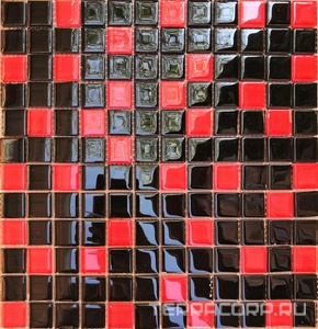 Мозаика Мастера Керамики Glass Мозаика 758 микс красный-черный 23х23 ZZ30х30 Комбинированный 