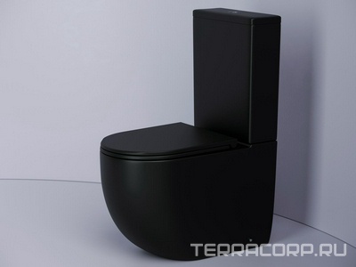 Напольный унитаз с бачком  Rimless, нижняя подводка,  гориз, выпуск, с крепежом, с крышкой-сиденьем, цвет черный матов Ceramica Nova Metropol CN4001MB