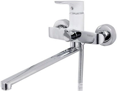 Cмеситель для ванны/душа, с аксессуарами цв.белый/хром ZZ Raiber Iceberg R3504